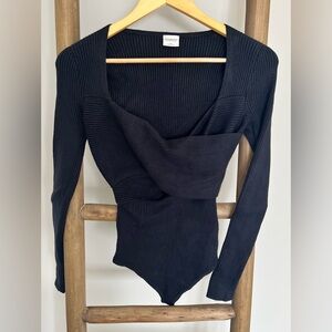 Abercrombie & Fitch Black Sweater Long Sleeve Bodysuit Size Small